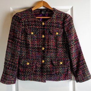 Sandro Multicolor Tweed Cropped Blazer